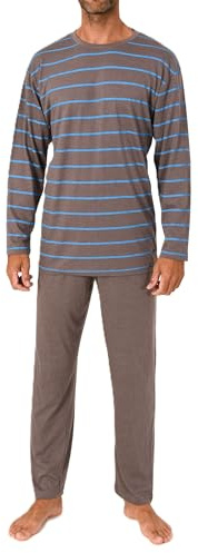 NORMANN Herren Langarm Schlafanzug Pyjama in eleganter Streifenoptik