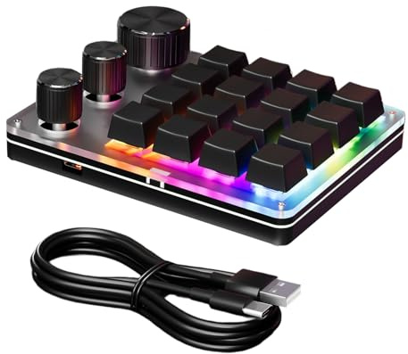 GinMimi Programmierbare Einhand-Tastatur, 16 Tasten, 3 Knöpfe, Hotswap, mechanische Gaming-Tastatur für programmierbare Tastatur