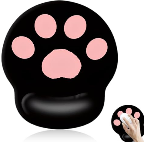 LYITZW 1 Pièce Tapis de Souris Patte de Chat Rose avec Repose-Poignet, Base Antidérapante, Bords Cousus Précis pour Bureau et Maison