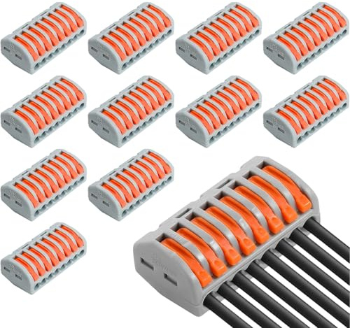 12 Stück Verbindungsklemmen mit Hebel – 8 polig Lüsterklemmen steckbar, 250V 32A, sichere Verbindungsklemme mit Prüflöchern und Flammschutz – Ideal als Lüsterklemmen Verteiler, Klemmen Elektro