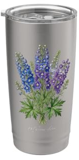 Delphinium pianta illustrazione Delphinium elatum Bicchiere termico in acciaio inox doppia parete