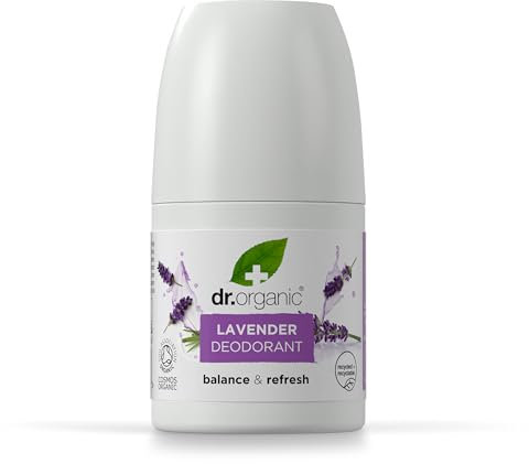 Dr Organic Lavender Deodorant, Aluminium Free, Mens, Womens, Natural, Vegan, Cruelty-Free, Paraben & SLS-Free, Recycled & Recyclable, Certified Organic, 50ml, Packaging may vary