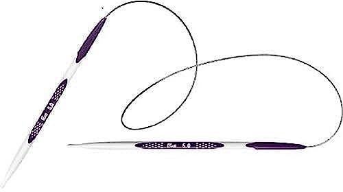 PRYM Rundstricknadel, ergonomisches Design/Nadeln, Kunststoff, Mehrfarbig, 7 mm, 60 cm Länge, Alabasterweiß