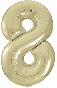 Gold Number 8 Shaped Large Foil Balloon (86cm) 1 Piece - Perfect for Birthday Parties and Special Events