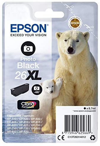 Epson 2666478 C13T26314022 Foto Black Original Tintenpatronen Pack of 1, XL