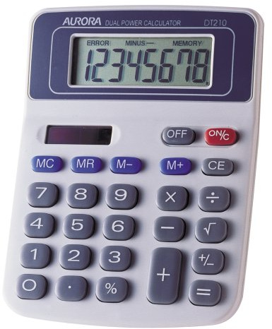 Aurora DT210 Semi Desktop Calculator, Grey