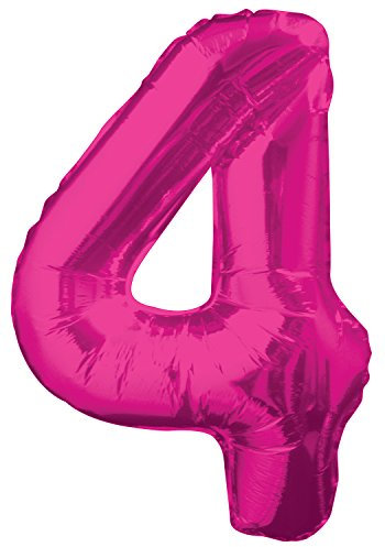 Pink Number 4 Shaped Large Foil Balloon (86cm) 1 Piece - Perfect for Birthday Parties and Special Events