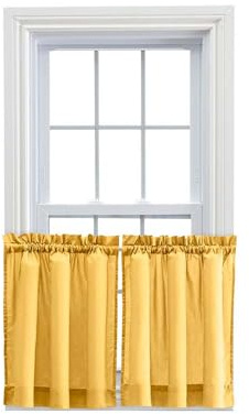 Ellis Curtain Stacey Sheer Tailored Tier Pair Curtains, 56 x 36, Yellow