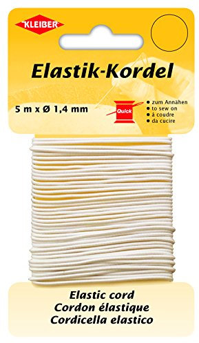 Kleiber 71084 Elastik-Kordel/Bastelkordel, 66% Polyester; 34% Gummi, Weiß, 500 x 0,14 x 0,14 cm