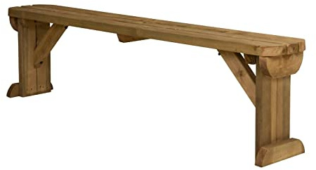 Arbor Garden Solutions 5 Seat Wooden fence bench, Hollies rounded garden seat furniture (6ft, Rustic Brown)