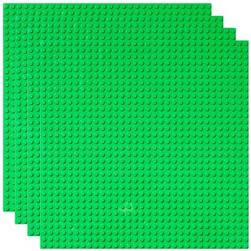 Strictly Briks 4 Pack Baseplates 10x10 in, Stackable Building Plates with 32 x 32 Studs, Mats, Bases, Boards, Sheets 100% Compatible with All Major Brands, Green