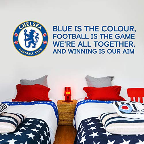 Beautiful Game Chelsea Football Club Official Crest & BLUE IS THE COLOUR Song Wall Mural Sticker (180cm x 60cm)