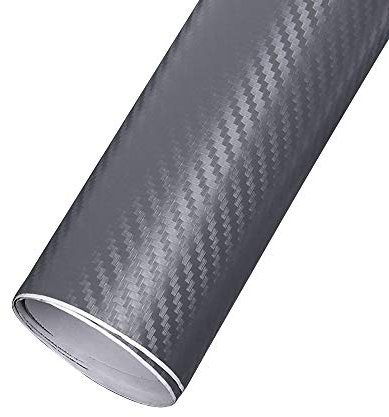 EBILUN Rotolo di pellicola adesiva in vinile in fibra di carbonio per auto, colore grigio scuro, 127 x 10 cm