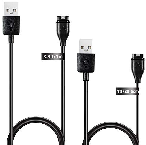COSOOS 2-Pack Charging Cables for Garmin Charger Cable, 1m Long & 30cm Short Watch Charger Replacement for Garmin Vivosport,Approach X10,vivosmart 5,Instinct Fenix 7 6,Forerunner 245 945