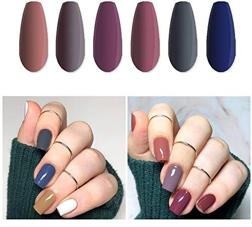 Vishine Fall-Winter Gel Nail Polish Set - 6 Colors Grey Purple Gel Polish Kit Nail Gel Polish Set, Soak Off UV LED Nail Gel Required, 8ml Each Bottle Gel Nail Art