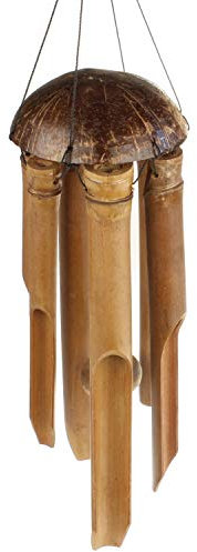 MACOSA HOME Windspiel Bambus und Kokos Klangspiel Gartendeko draussen oder drinnen Heimdeko 100 cm