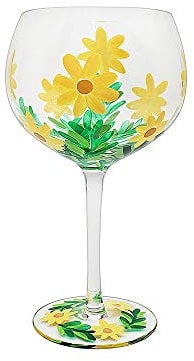 The Leonardo Collection Hand Painted Daisy Flower Gin Glass by Lynsey Johnstone with Gift Box, Multicoloured, JNS_475166