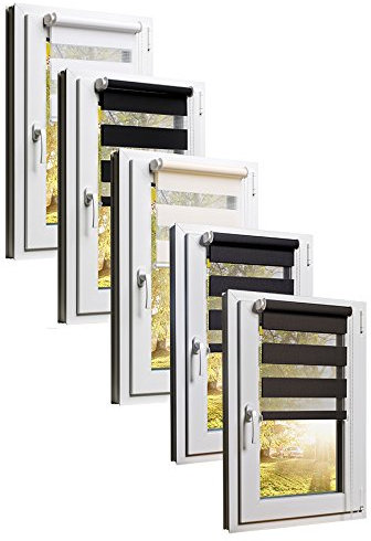 TEXMAXX Doppelrollo Klemmfix ohne Bohren 75 x 220 cm (Stoffbreite 71 cm) in Creme - Beige/Doppelrollo ohne Bohren/Rollos für Fenster ohne Bohren/Klemmfix Rollo