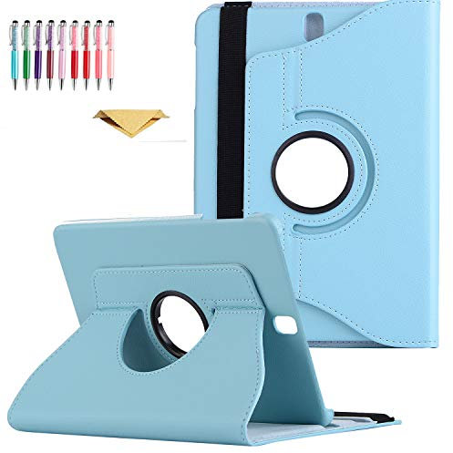 QYiD Custodia per Galaxy Tab 4 8.0 SM-T330, PU Pelle Flip Protettivo Stand Custodia Ruotare Cover con Portapenne per Samsung Galaxy Tab 4 8-Pollici Tablet SM-T330, SM-T331, SM-T335, SM-T337, Azzurro