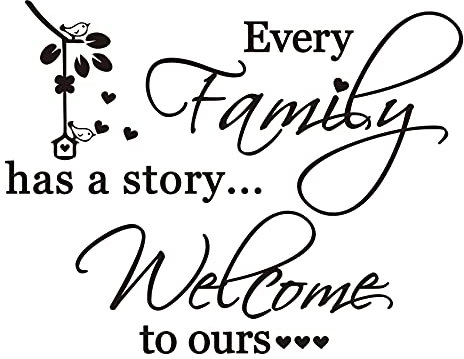 Cuayaes Wandtattoo Wohnzimmer Familie Sprüche Jede Familie hat eine Geschichte, willkommen bei Uns Englische Wandaufkleber, Abnehmbare Vinylaufkleber Wanddekoration