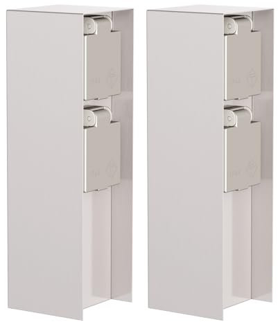 ledscom.de 2 pzas. Toma de jardín Pilar POMI para Exterior, IP44, 2 vías, Acero Inoxidable, Angular, 23 cm