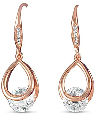 Nagel Jewellery Silber Ohrring Brilliant Drop vergoldet Roségold, 925 Sterling Silber, Ohrhänger mit Zirkonia im Brillantschliff