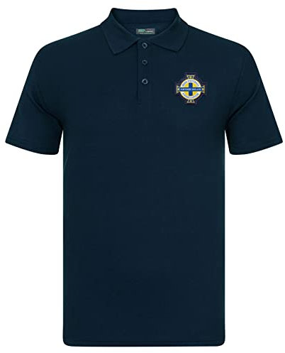 Northern Ireland Official Football Gift Mens Crest Polo Shirt Navy Blue XXL
