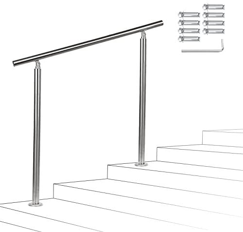 Sonnewelt Pasamanos escalera acero inox 100 * 4.2 * 106.5cm,0 barras,barandilla con kit de instalación,para Exteriores Ático Barandas para Ancianos y niños