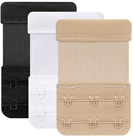 Bra Extender 3 Hook, Soft and Comfortable Bra Extension Strap (3 Hook 2 Row, 1.9cm spacing)