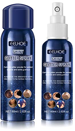 Sahgsa 60ml Glitzerspray Körper, Silbernes Glitzerspray Frauen Glitzernebel Haare und Körperspray Bühnen-Make-up Glitzerspray Haar, Körper, Kleidung