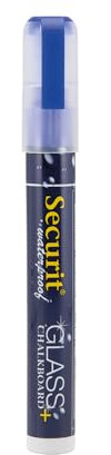 SECURIT - Pennarello A Gesso Liquido Resistente all'Acqua - Per Lavagne, Vetro, Metallo, Porcellana, Specchio, Plastica - Punta Media 2-6mm - Colore Blu