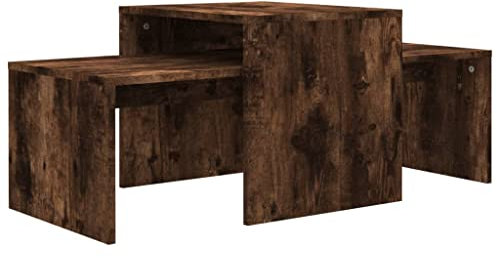 vidaXL Couchtisch Set Beistelltisch Wohnzimmertisch Kaffeetisch Sofatisch Teetisch Tisch Wohnzimmer Räuchereiche 100x48x40cm Holzwerkstoff