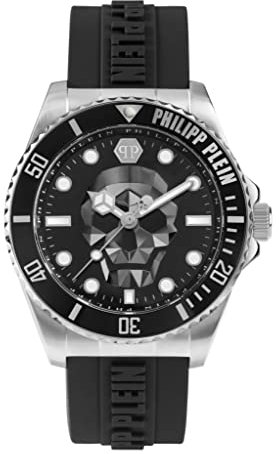 Philipp Plein Herren Analog Quarz Uhr mit Silikon Armband 7630615119236