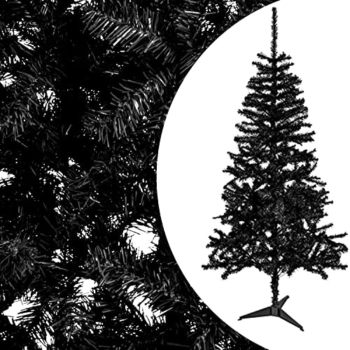 GBS 6FT Artificial Christmas Tree Plastic Stand - Metal Frame 410 Premium PVC Tips - For Outdoor Indoor Xmas Decoration Trees - Lightweight, Easy To Assemble, Bushy Branches, 180 cm (Black)
