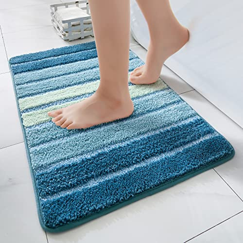 MIULEE Badematte Teppich Badezimmerteppich rutschfest Maschinenwaschbar Badteppich Badvorleger Saugfähig Duschvorleger Weich Fussmatte für Wohnzimmer Schlafzimmer Badezimmer 40x60cm Hellblau