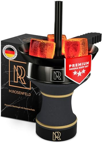 M. ROSENFELD Kit de tête de chicha en pierre - Tête de chicha massive pour une conservation optimale de la chaleur et un plaisir de fumer plus longtemps - Tête en pierre pour chicha avec embout de