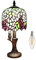 Kinbolas Tischlampe Tiffany Stil Klein,Vintage Lampe Buntglas Lampenschirme Glyzinien und Eule Basis,Nachttischlampe Jugendstil Art Deco Schlafzimmer Landhaus 20cm / 8 Zoll Mit E14 LED Birne(I-2)