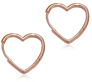 Orecchini a cerchio cuore in argento sterling S925 per donna ragazza uomo 19 mm piccoli leggeri ipoallergenic (Colore oro rosa)