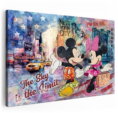 Artmazing | Mickey und Minnie Maus Bild | Mickey Maus Bild | Coole Wandbilder Wohnzimmer | Bild Minnie Maus | S-Art Bilder Mickey Maus Modern | Wandbild | Leinwand XXL | Minnie Maus Bilder Leinwand
