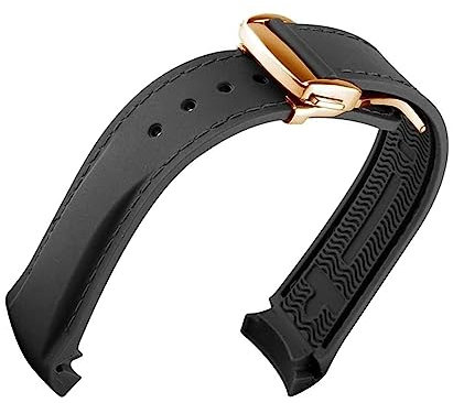 dayeer 20 Mm 22 Mm Luxus-Uhrenarmband Aus Gummi Mit Gebogenem Ende Und Faltschließe Für Omega Seamaster-Armbänder Aus Silikon(4,21mm)