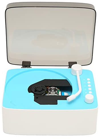 Retro-Grammophon-CD-Player, 2400 MAh Tragbarer Vintage-Musikplayer mit, USB, 3,5-mm-Eingangsausgang, für Zuhause, Schlafzimmer, Fitnessstudio (Himmelblau)