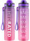 QLUR Trinkflasche, 1L BPA-Frei Tritan Wasserflasche mit Strohhalm, Trinkflasche Sport Auslaufsicher mit Zeitmarkierung und Bürste, Sportflasche für Fitness, Schule, Yoga, Lila Rot (1 Flasche)