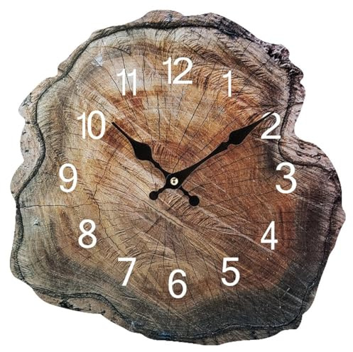 Widybord Reloj de pared de madera de 12 pulgadas, simulación anual, reloj de pared de madera vieja, reloj silencioso de grano de madera, reloj de sala de estar, decoración de oficina en casa