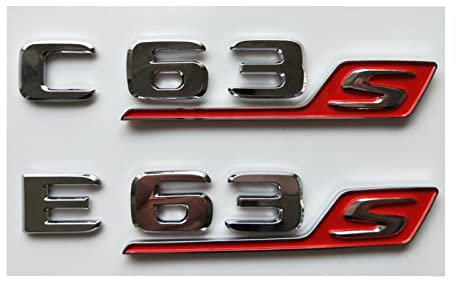LAZIRO Chromrote Buchstaben C63s E63s S Trunk Emblems Abzeichen passend for Mercedes Benz W205 W212 W213 AMG (Size : C 63s)