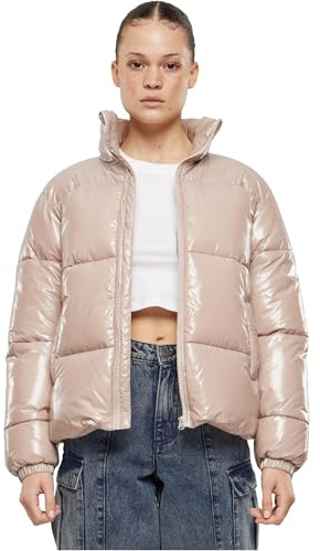 Urban Classics Ladies Recycled Short Shiny Puffer Jacket duskrose, 5XL