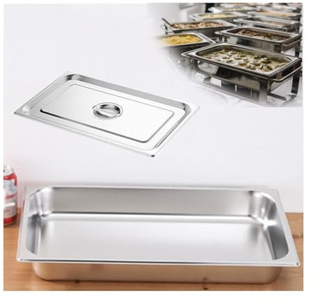 NJDQFA Mahlzeit Zutatenbehälters,Edelstahl Gastro Behälter GN Spülmaschinenfest,Stapelbar Tief Gastronormbehälter,1/1（53 * 32.5）,6.5cm1.2side