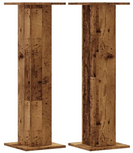 vidaXL Pflanzenständer 2 STK., Blumenständer Hohle Konstruktion, Dekosäule Podest für Pflanzen Dekoartikel, Blumenhocker Blumensäule, Altholz-Optik Holzwerkstoff