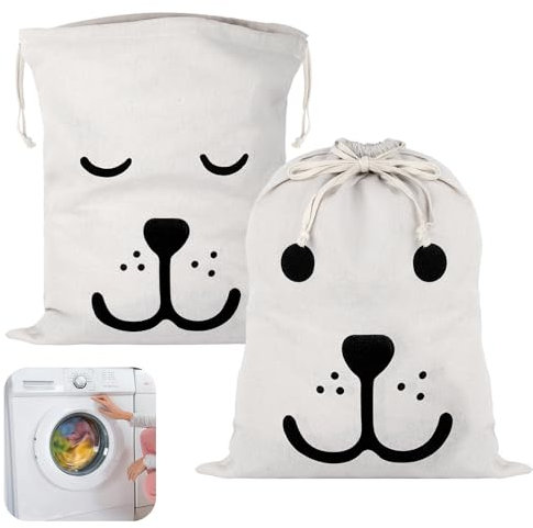 2 Stück Wäschesack Reise, Wäschebeutel Reise mit Kordelzug, Baumwolle Wäschebeutel Schmutzwäsche, Laundry Bag Zur Aufbewahrung Schmutziger Kleidung, 62 x 46 cm