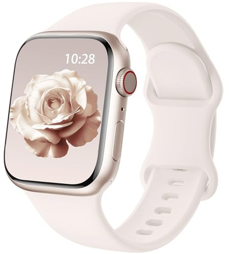 Patented Ersatzarmband Kompatibel mit Sport Apple Watch Armband 40mm 41mm 42mm 38mm, Ersatz armband Silikon Kompatibel mit iWatch SE Series 11 10 9 8 7 6 5 4 3 2 1 Ultra Herren Damen, Blassrosa