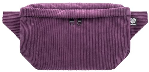 PP-Berlin Bauchtasche Cord Aubergine, Eckig Groß | Handgefertigt in Berlin, 100 % recycelt, vegan, 3 Fächer, verstellbarer Gurt